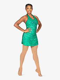 Girls Sequin Performance Halter Dress